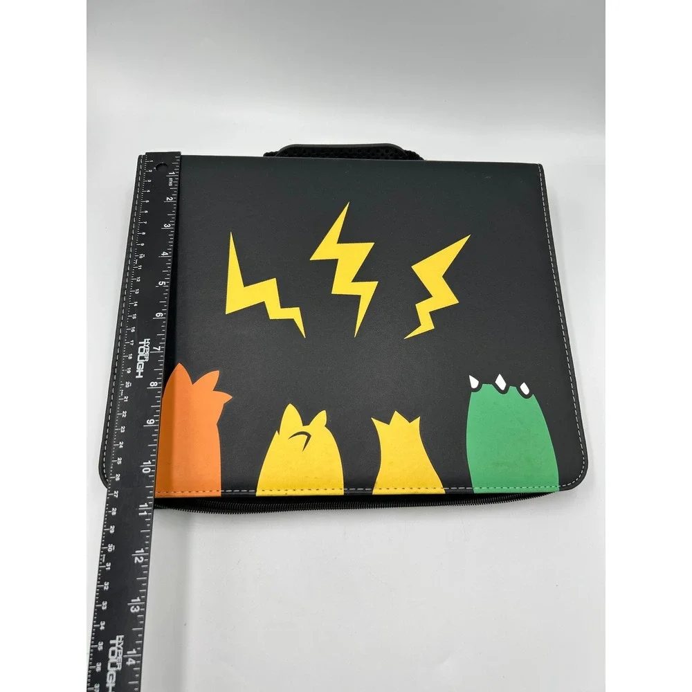 Geecow 9-Pocket Trading Card Binder Zippered 400+ Card Holder Black Lightning
